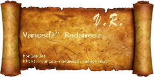 Vancsó Radamesz névjegykártya